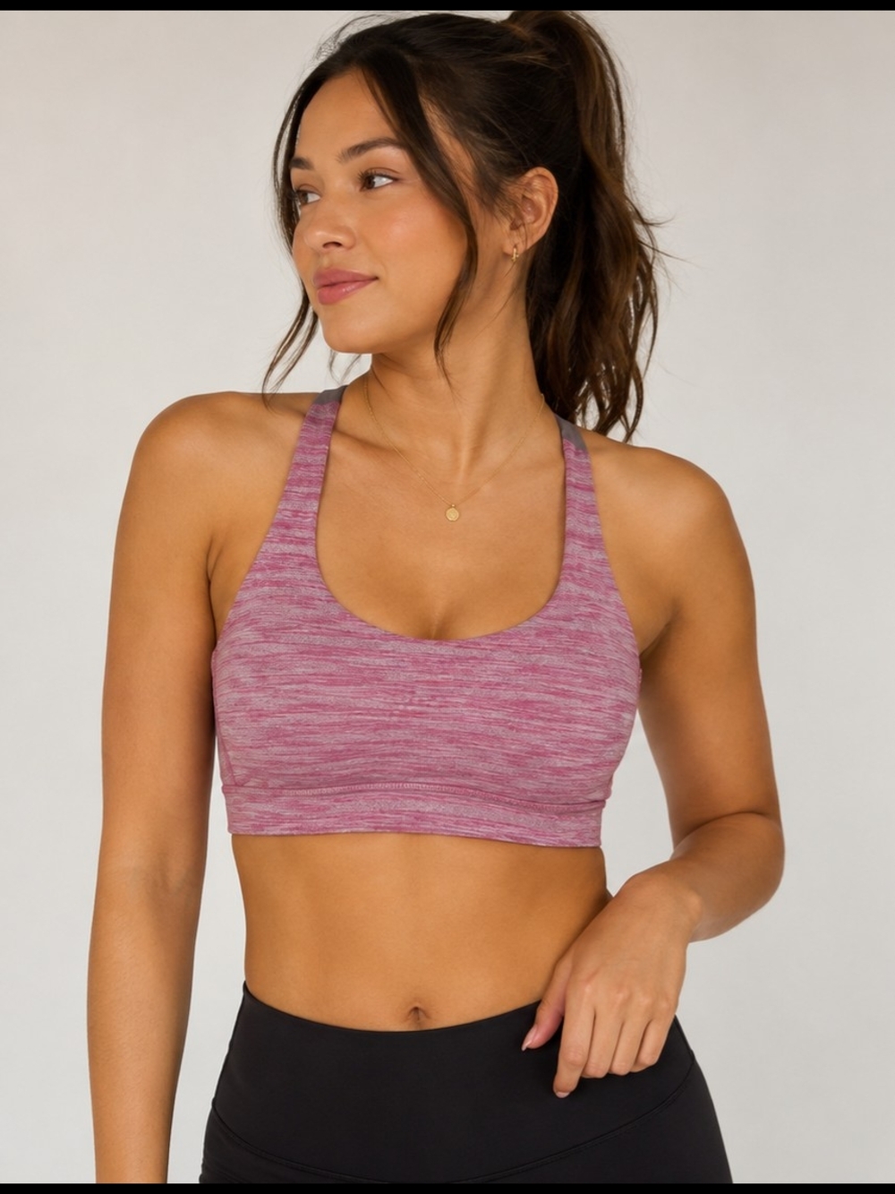 Lululemon Heather Pink Racerback Sports Bra Size 10 Yoga Gym